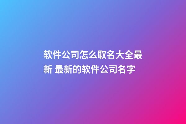 软件公司怎么取名大全最新 最新的软件公司名字-第1张-公司起名-玄机派